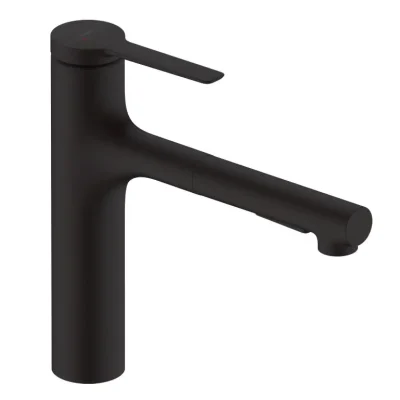 Hansgrohe Zesis M33 - virtuves izlietnes maisītājs ar izvelkamu dušu, matēti melns 74822670