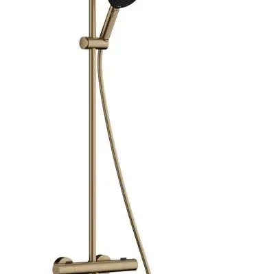 Hansgrohe Pulsify S Puro - dušas komplekts ar termostatu, diametrs 26 cm, 3 strūklas veidi, birstēta bronza 24236140