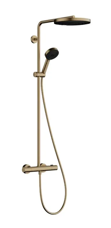 Hansgrohe Pulsify S Puro - dušas komplekts ar termostatu, diametrs 26 cm, 3 strūklas veidi, birstēta bronza 24236140