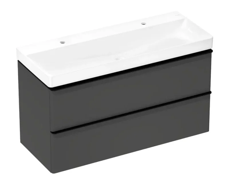 Hansgrohe Xelu Q - skapītis ar dubulto izlietni, 63x118x50 cm, 2 atvilktnes, matēti balts/bronza struktūrēts 54387670