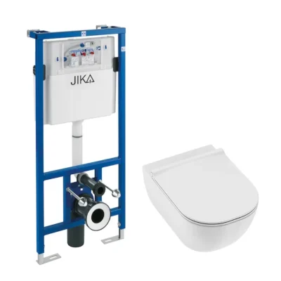 Jika Mio-N - komplekts: priekšsienas elements un piekarināmais WC, Rimless, DualFlush, balts H6007140000002