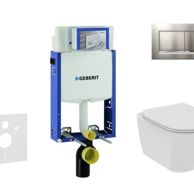 Geberit Kombifix - komplekts no priekšsienas elementa, sienas WC un WC sēdekļa Ideal Standard Tesi, vadības plate Sigma20, Rimless, SoftClose, matēts hroms/Hroms 110.302.00.5 NE7