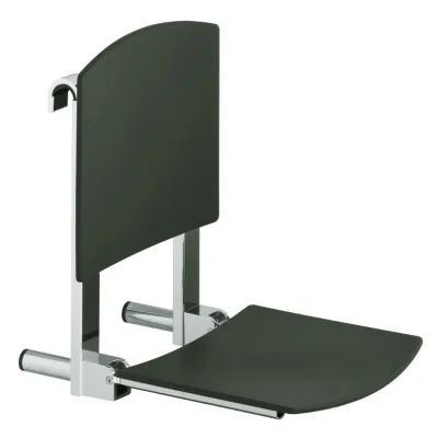 Keuco Plan Care - WC sēdeklis 31x36 cm, pie sienas stiprināms, ar atzveltni, melns/Hroms 34981010037