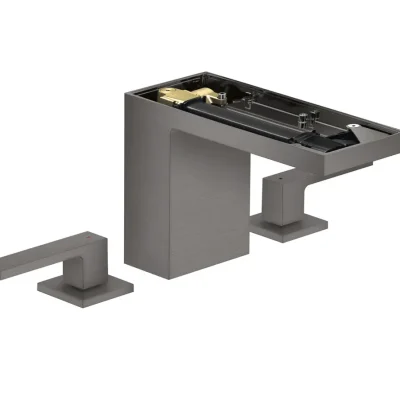 Axor MyEdition - izlietnes maisītājs ar Push-Open noteces komplektu, 3 caurumu montāža, EcoSmart, hroms melns matēts/bez plāksnes 47072340