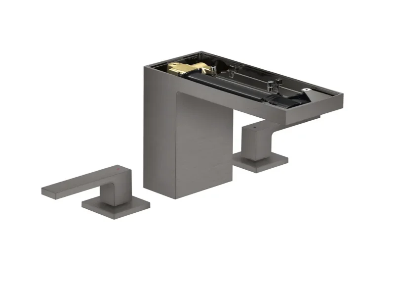 Axor MyEdition - izlietnes maisītājs ar Push-Open noteces komplektu, 3 caurumu montāža, EcoSmart, hroms melns matēts/bez plāksnes 47072340