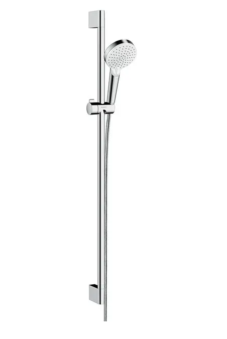 Hansgrohe Crometta - dušas komplekts Vario 100, 2 strūklas veidi, EcoSmart 9 l/min, dušas stienis 90 cm, balts/hroms 26538400