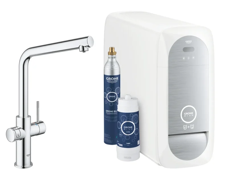 Grohe Blue Home - virtuves izlietnes maisītājs ar dzesēšanas iekārtu un ūdens filtru, hromēts 31454001