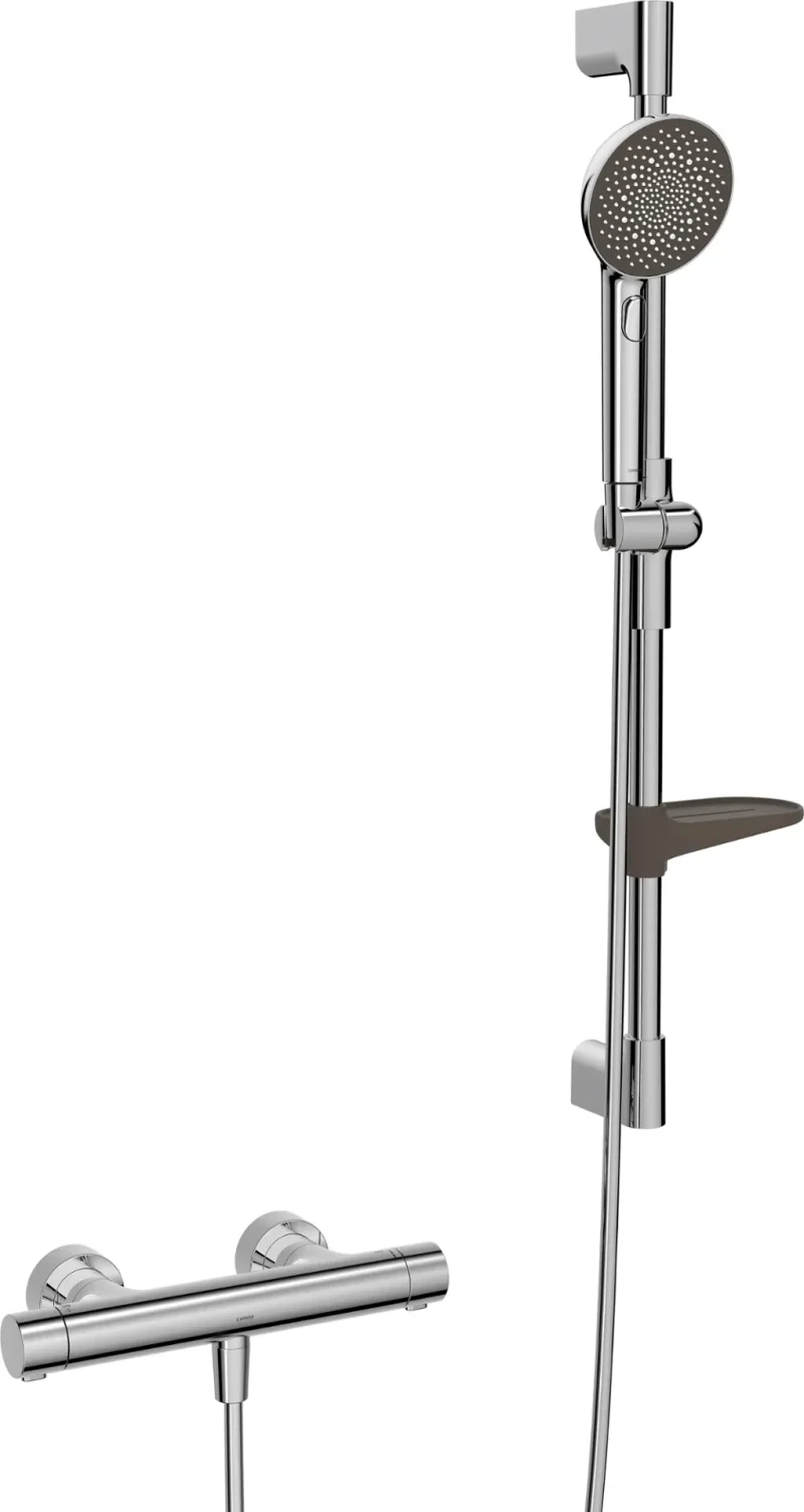 Hansa Prisma - dušas komplekts ar termostatu, 3 strūklas veidi, hroms 48130421