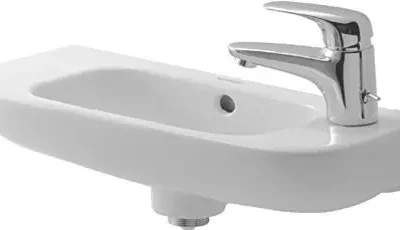 Duravit D-Code - roku mazgāšanas izlietne 50x22 cm, ar 1 jaucējkrāna caurumu labajā pusē, balta 07065000082