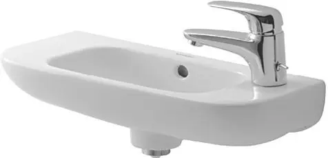 Duravit D-Code - roku mazgāšanas izlietne 50x22 cm, ar 1 jaucējkrāna caurumu labajā pusē, balta 07065000082
