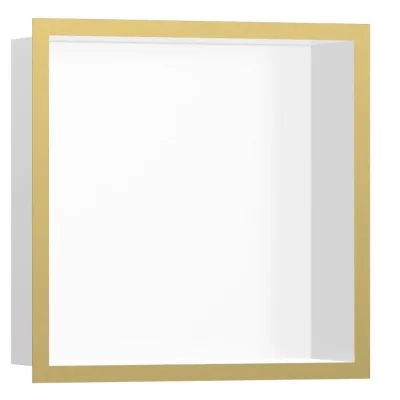Hansgrohe XtraStoris Individual - sienas niša ar dizaina rāmi, 30x30x10 cm, balts matēts/pulēta zelta apdare 56099990