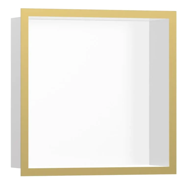 Hansgrohe XtraStoris Individual - sienas niša ar dizaina rāmi, 30x30x10 cm, balts matēts/pulēta zelta apdare 56099990