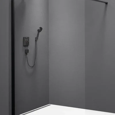 Polysan Modular Shower - dušas siena 90x200 cm, caurspīdīgs stikls/matēti melns MS1-90B