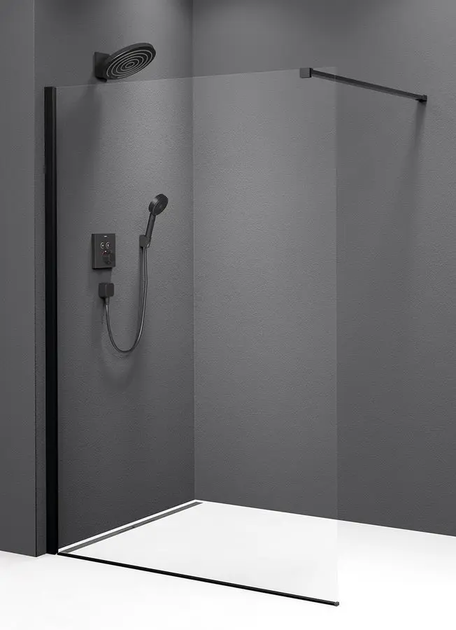 Polysan Modular Shower - dušas siena 80x200 cm, caurspīdīgs stikls/matēti melns MS1-80B