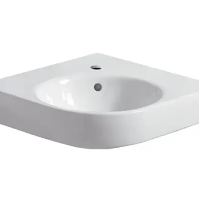 Geberit Selnova Compact - stūra roku izlietne 70x62 cm, ar 1 jaucējkrāna atveri, balta 501.508.00.7