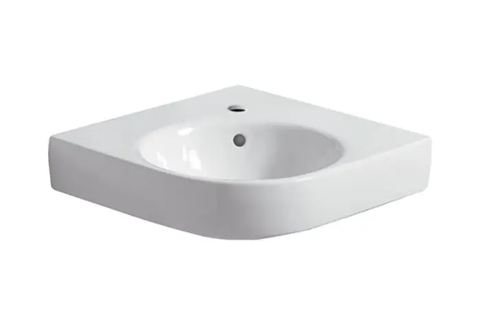 Geberit Selnova Compact - stūra roku izlietne 70x62 cm, ar 1 jaucējkrāna atveri, balta 501.508.00.7
