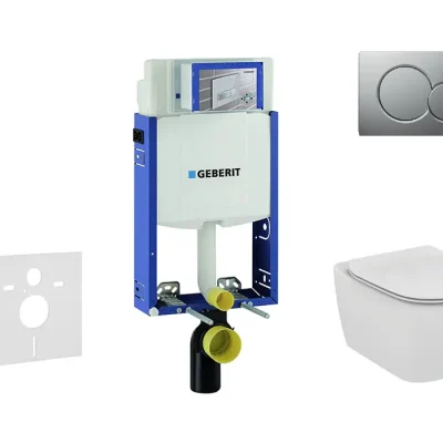 Geberit Kombifix - instalācijas elements piekaramajam WC ar vadības plati SIGMA01, matēts hroms + Ideal Standard Tesi - WC un WC sēdeklis, Aquablade, SoftClose 110.302.00.5 NU3