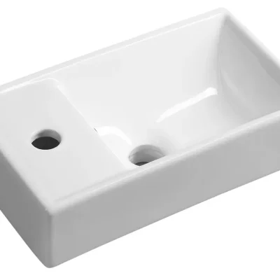 Sapho Small - roku mazgāšanas izlietne Minos, 40x22 cm, ar pārplūdi, krāna caurums pa kreisi, balta 4759