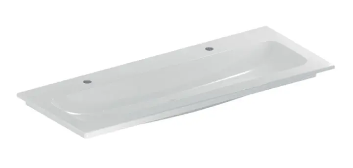 Geberit iCon - mēbeļu dubultā izlietne 120x48x13 cm, bez pārplūdes, 2 jaucējkrāna caurumiem, KeraTect, balta 501.846.00.2