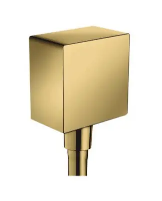 Hansgrohe Fixfit - sienas pieslēgums Square ar pretplūsmas vārstu, pulēts zelts 26455990