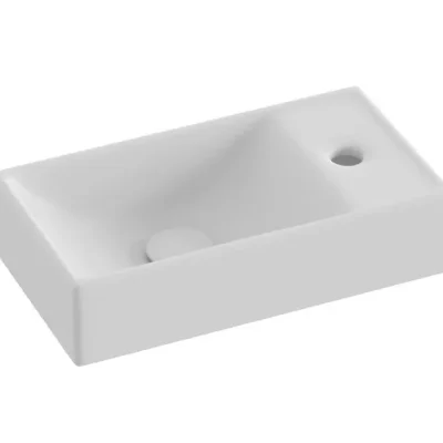 Ravak Veda - rokas izlietne 41x22 cm, bez pārplūdes, maisītāja caurums labajā pusē, matēti balta XJXPE240000