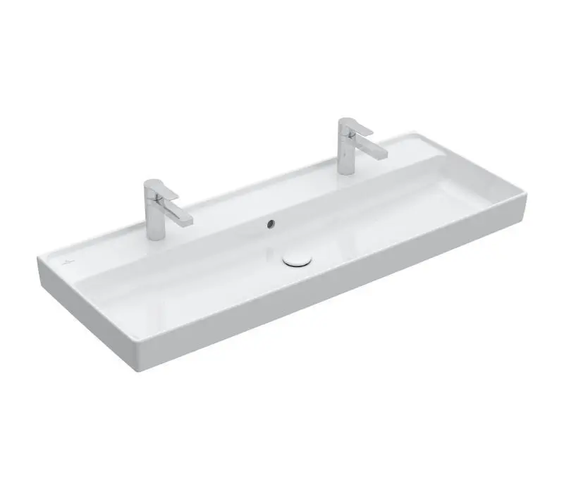 Villeroy & Boch Collaro - mēbeļu izlietne, 120x47 cm, ar pārplūdi, 2 jaucējkrāna caurumiem, Alpu balts 4A33C401