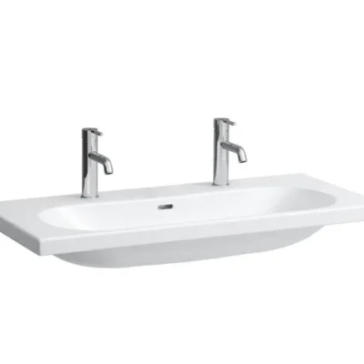 Laufen Lua - dubultā mēbeļu izlietne 46x100 cm, ar pārplūdi, 2 jaucējkrāna caurumiem, balta H8100890001071