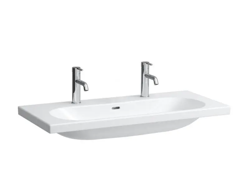 Laufen Lua - dubultā mēbeļu izlietne 46x100 cm, ar pārplūdi, 2 jaucējkrāna caurumiem, balta H8100890001071