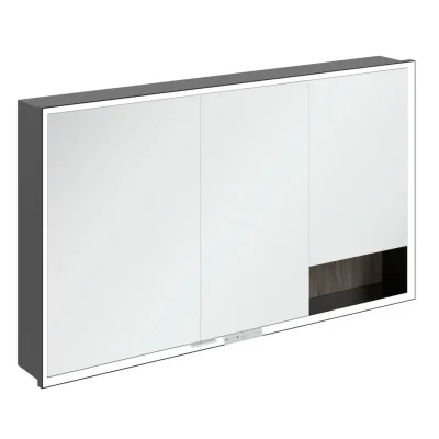 Villeroy & Boch My View+ - spoguļskapītis ar LED apgaismojumu 130x75x17 cm, 3 durvis, akmens ozols/matēti melns B48213RK