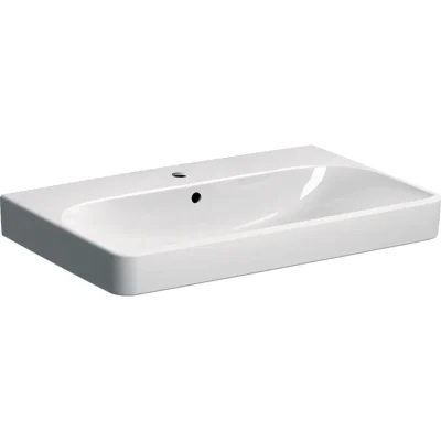 Geberit Smyle Square - izlietne 75x48 cm, ar pārplūdi, 1 caurums maisītājam, balta 500.249.01.1