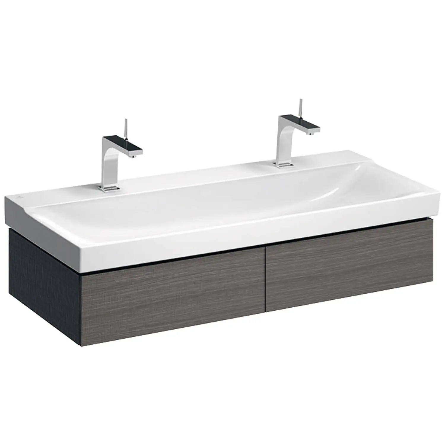 Geberit Xeno 2 - izlietnes skapītis 120 cm, ar LED apgaismojumu, 2 izvelkamām atvilktnēm, pelēks 500.517.43.1
