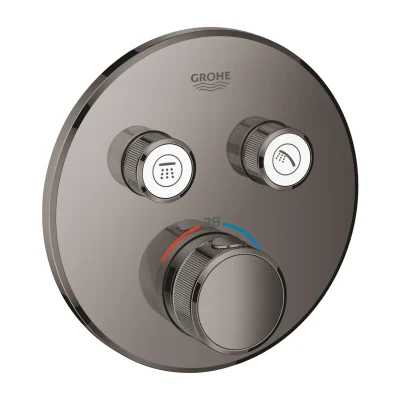 Grohe Grohtherm SmartControl - termostata dušas maisītājs - zemapmetuma ar 2 noslēgvārstiem un dušas turētāju, Hard Graphite 29119A00
