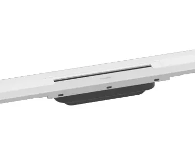 Hansgrohe RainDrain Flex - dušas noteka 1200 ar nerūsējošā tērauda resti, saīsināma, montāžai pie sienas, balts matēts 56054700