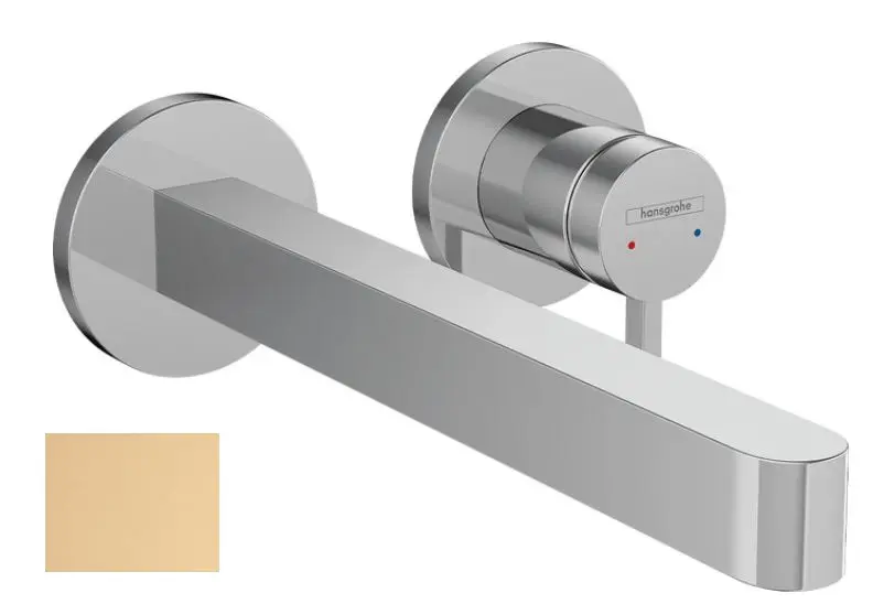 Hansgrohe Finoris - zemapmetuma izlietnes maisītājs, ar noteces komplektu, 2 caurumu montāža, EcoSmart, matēta bronza 76050140