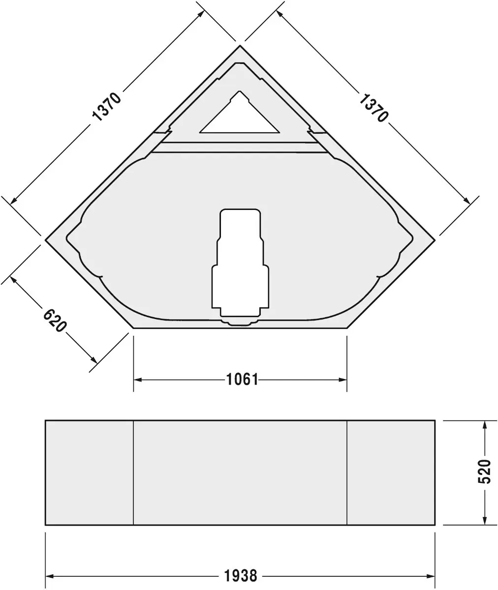 Duravit piederumi - vannas balsts stūra vannai D-Code, 1400x1400 mm 790476000000000
