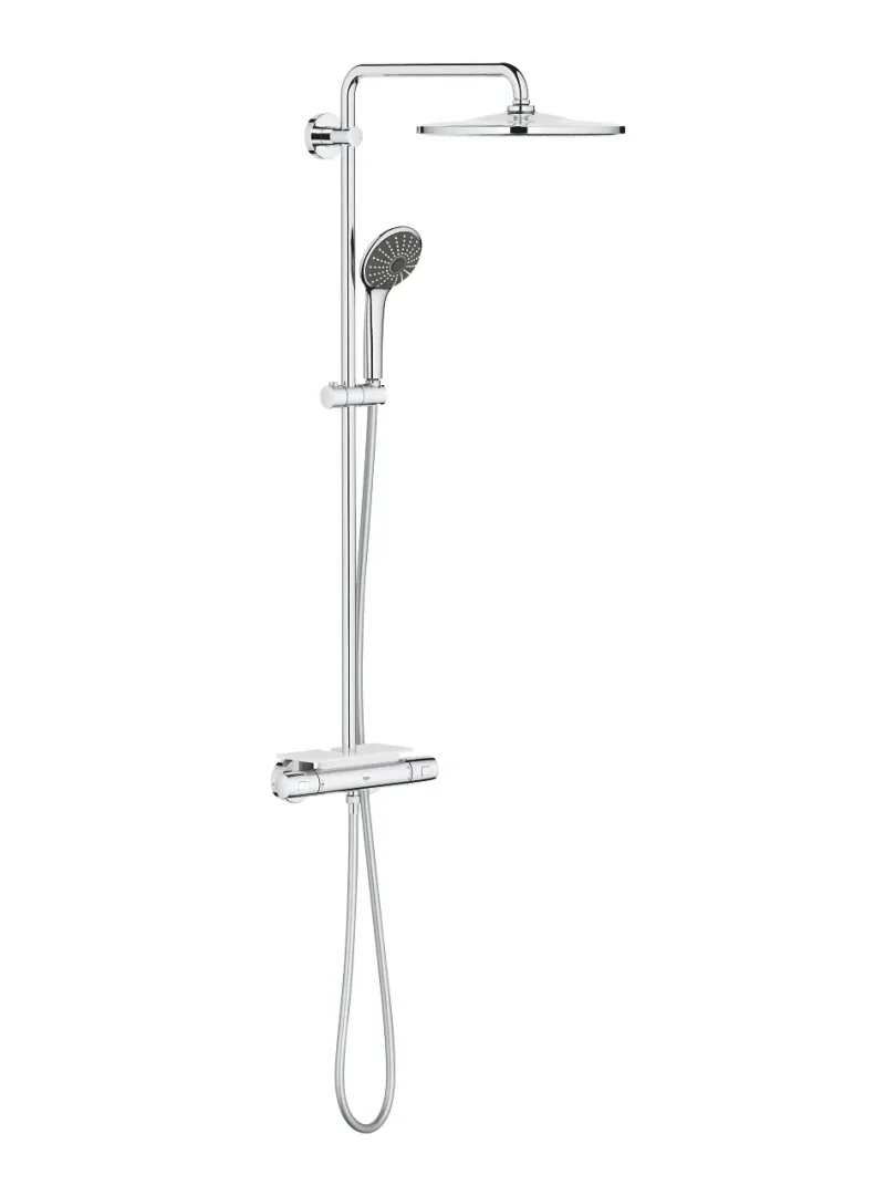 Grohe Vitalio Joy - dušas sistēma 310 ar termostatu sienai un plauktu, hroms 26401001