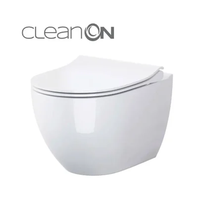 Cersanit Zen - pie sienas stiprināms WC ar SoftClose sēdekli, CleanOn, balts S701-428