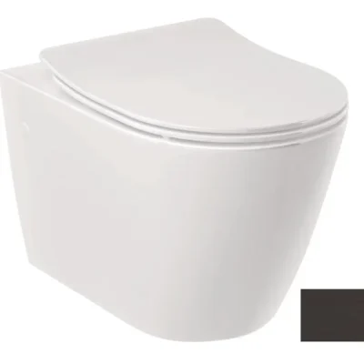 Kludi Resa R - piekaramais WC ar SoftClose sēdekli, Rimless, Spiralflush, matēti melns 23WCSET39