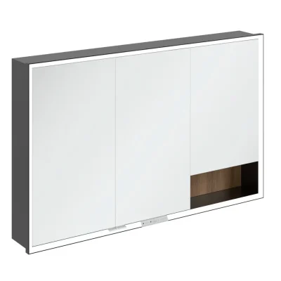Villeroy & Boch My View+ - spoguļskapītis ar LED apgaismojumu 120x75x17 cm, 3 durvis, Kansas ozols/matēti melns B48212RH