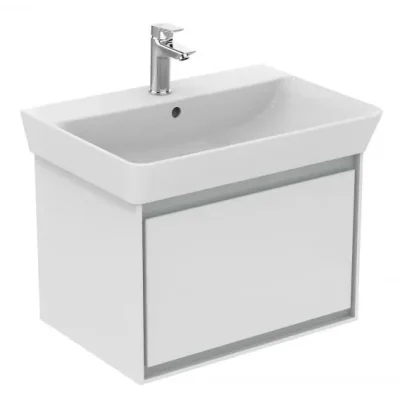 Ideal Standard Connect Air - izlietnes skapītis Cube 65 cm, 58x41x40 cm, balts spīdīgs/gaiši pelēks matēts E0847KN