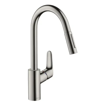 Hansgrohe Focus M41 - virtuves izlietnes maisītājs M4116-H240 ar izvelkamu trauku dušu, sBOX, nerūsējošais tērauds 73880800