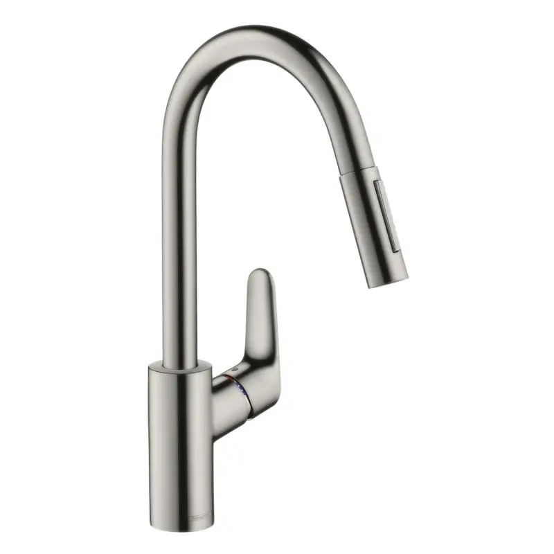 Hansgrohe Focus M41 - virtuves izlietnes maisītājs M4116-H240 ar izvelkamu trauku dušu, sBOX, nerūsējošais tērauds 73880800