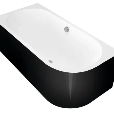 Polysan Monolith - Asimetriska vanna Viva L, 180x75x60 cm, kreisā, balta/melna 72099MB