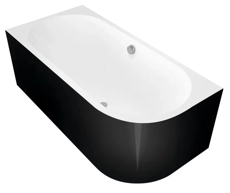 Polysan Monolith - Asimetriska vanna Viva L, 180x75x60 cm, kreisā, balta/melna 72099MB