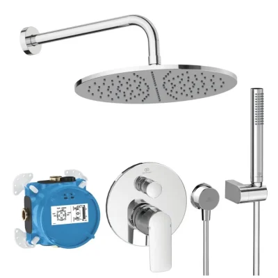 Ideal Standard CeraTherm - dušas komplekts ar zemapmetuma maisītāju, ar iebūvējamo korpusu, diametrs 30 cm, hroms A7574AA