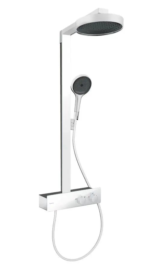 Hansgrohe Rainfinity - dušas komplekts ar termostatu, diametrs 25 cm, 3 strūklas veidi, balts matēts 28742700