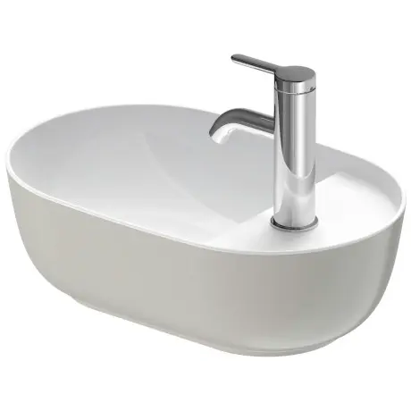 Duravit Luv - uzliekamā rokas izlietne, 42x27 cm, bez pārplūdes, ar jaucējkrāna atveri, WonderGliss, balta/Grey Satin matēts 03814223001