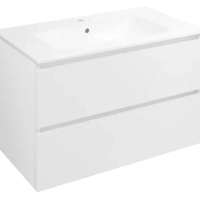 Sapho Ezara - izlietnes skapītis, 80×46×52 cm, 2 atvilktnes, spīdīgi balts EZ801-3030