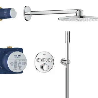 Grohe Precision SmartControl - dušas komplekts ar termostatu zemapmetuma montāžai, diametrs 31 cm, 2 strūklas veidi, hroms 34874000