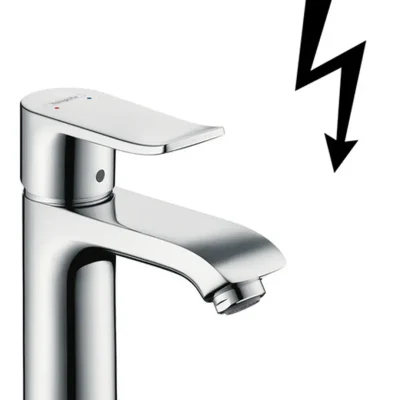 Hansgrohe Metris New - izlietnes vienas sviras maisītājs 110 ar noteces komplektu un ekscentru bezspiediena ūdenssildītājiem, hroms 31074000